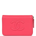 CC Zipped Wallet Fuchsia Shiny Caviar Light Gold Hardware