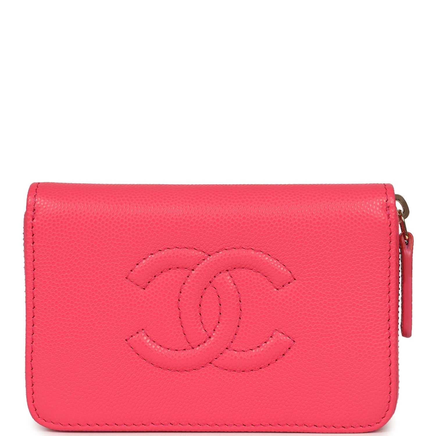CC Zipped Wallet Fuchsia Shiny Caviar Light Gold Hardware