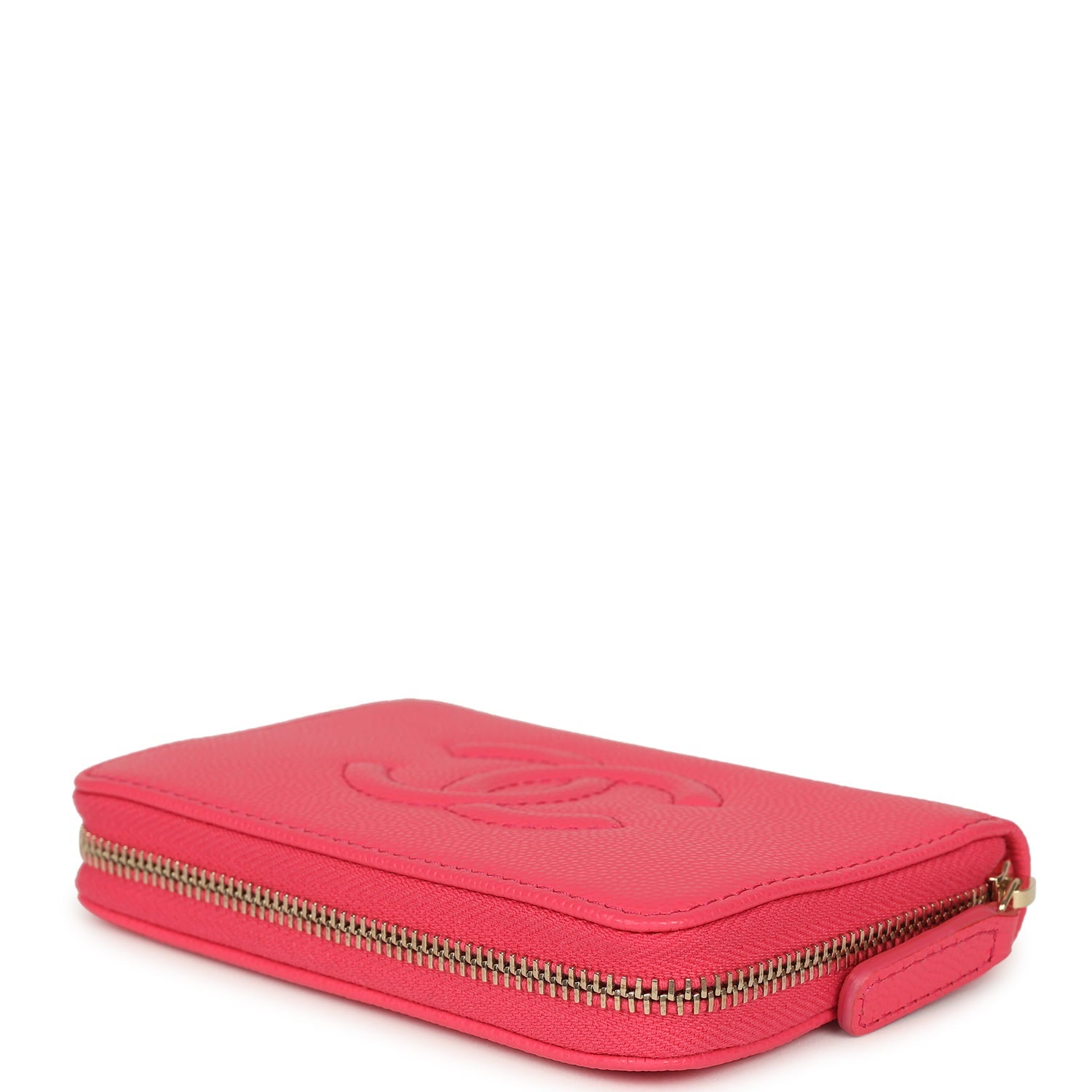CC Zipped Wallet Fuchsia Shiny Caviar Light Gold Hardware
