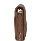 Classic Zipped Coin Purse Wallet Brown Shiny Caviar Light Gold Hardware