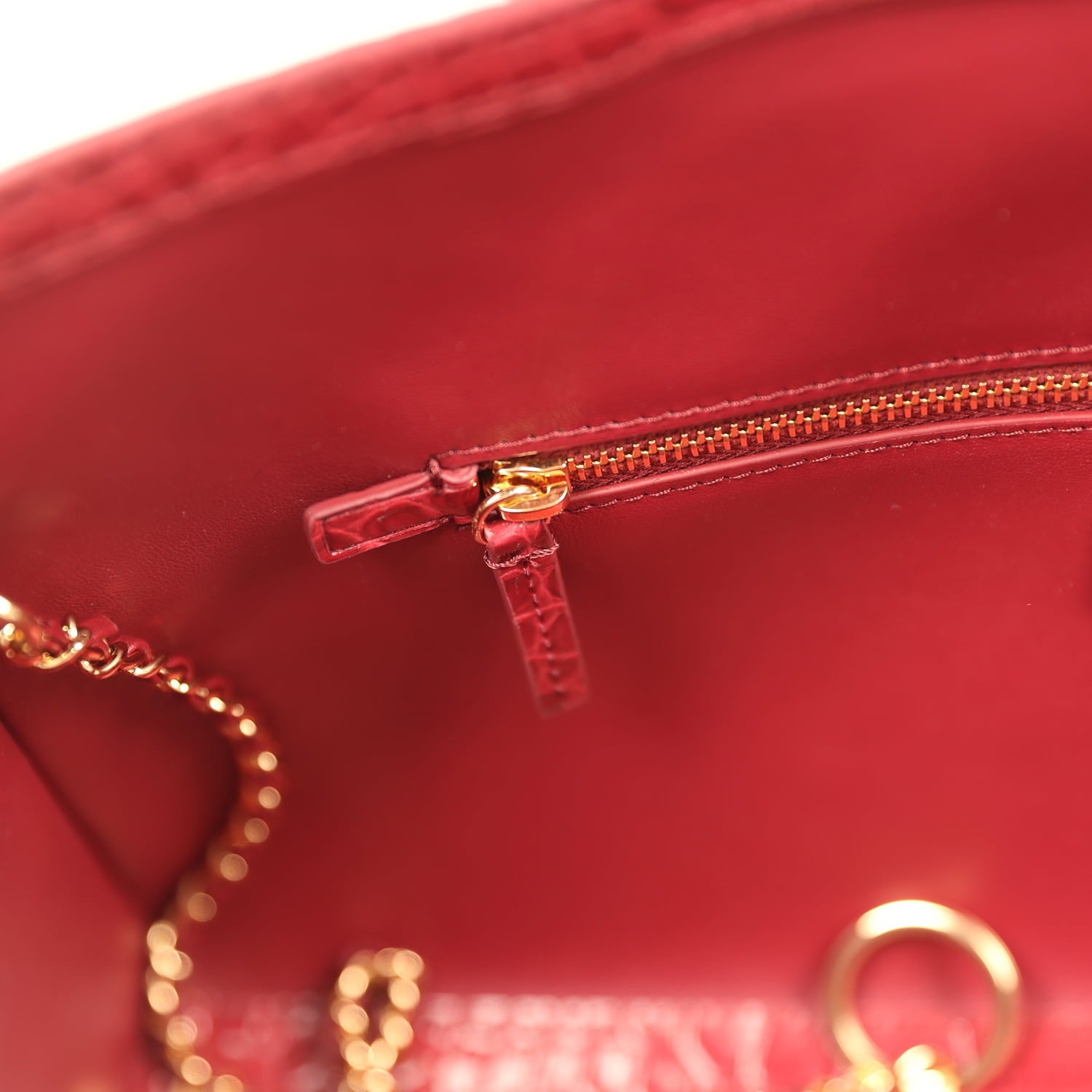 Small Cerf Shopping Bag Burgundy Croc Embossed Calfskin Gold Hardware