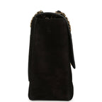 Maxi "Souplissimo" Large Flap Bag Black Suede Gold Hardware