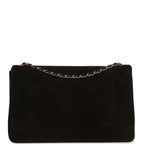 Maxi "Souplissimo" Large Flap Bag Black Suede Gold Hardware