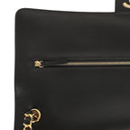 Maxi "Souplissimo" Large Flap Bag Black Suede Gold Hardware