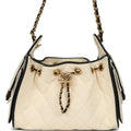 Mini 25 Hobo Bag Ecru Canvas and Black Calfskin Gold Hardware