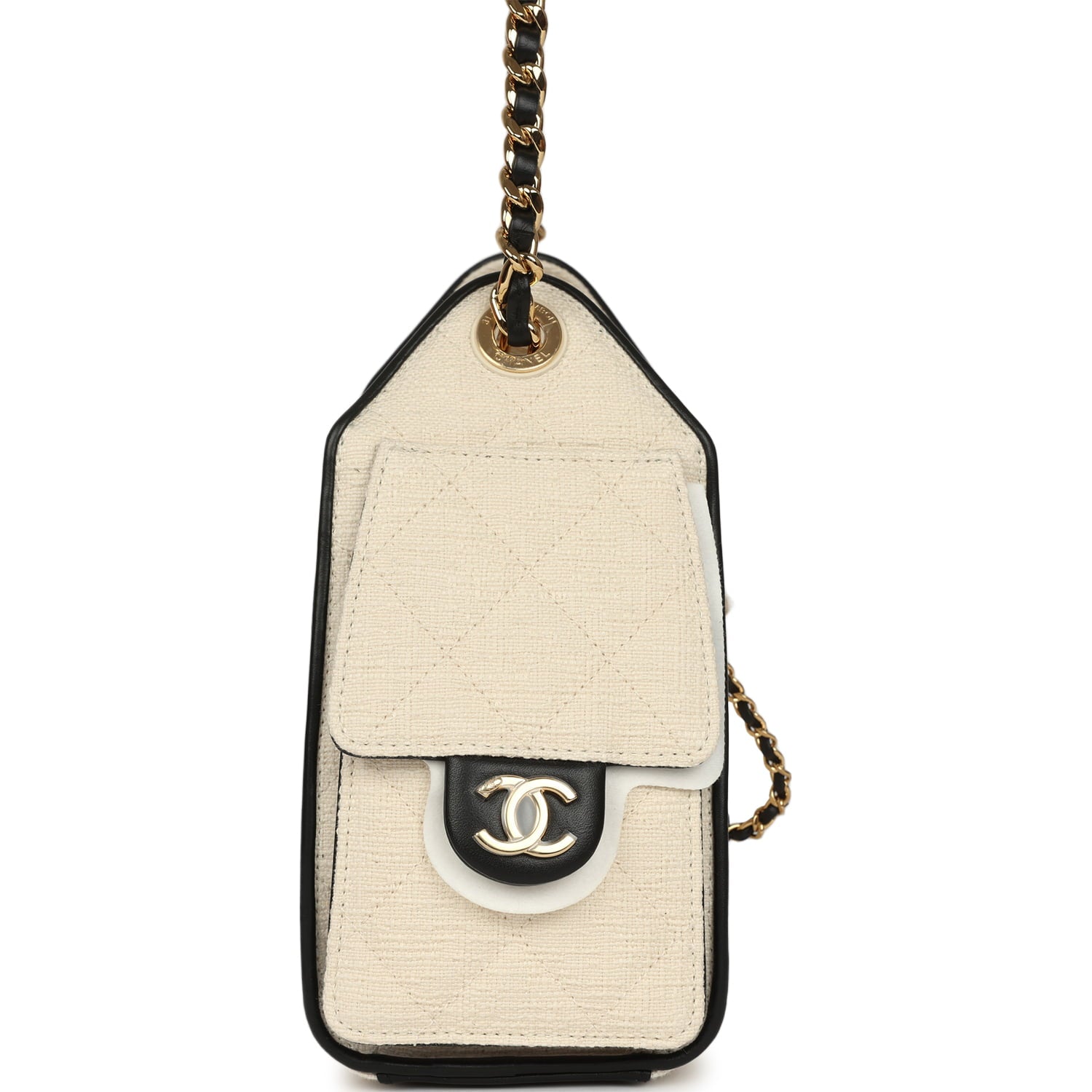Mini 25 Hobo Bag Ecru Canvas and Black Calfskin Gold Hardware