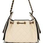 Mini 25 Hobo Bag Ecru Canvas and Black Calfskin Gold Hardware