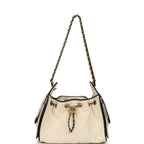 Mini 25 Hobo Bag Ecru Canvas and Black Calfskin Gold Hardware