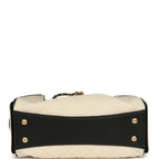Mini 25 Hobo Bag Ecru Canvas and Black Calfskin Gold Hardware