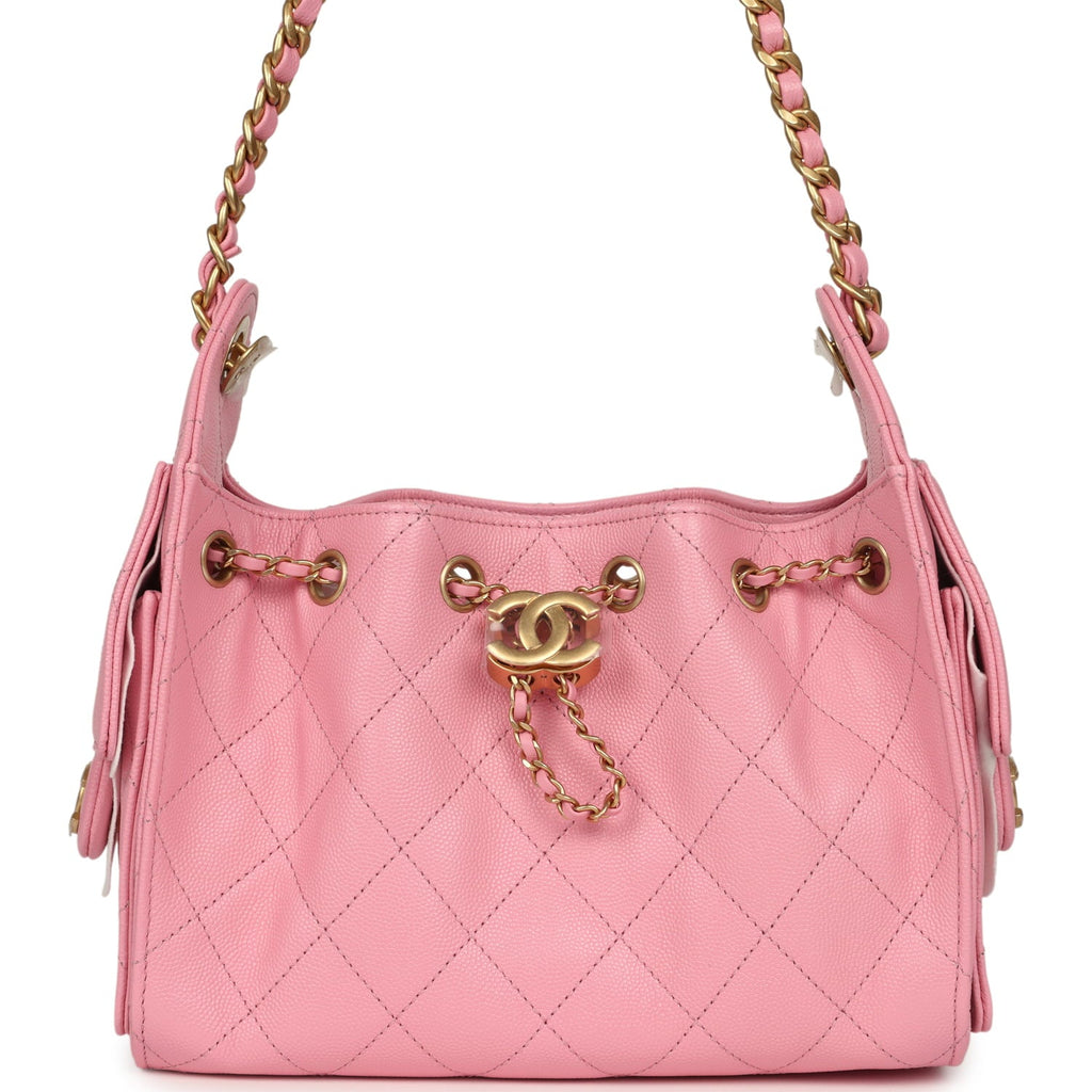 Mini 25 Hobo Bag Pink Caviar Antique Gold Hardware