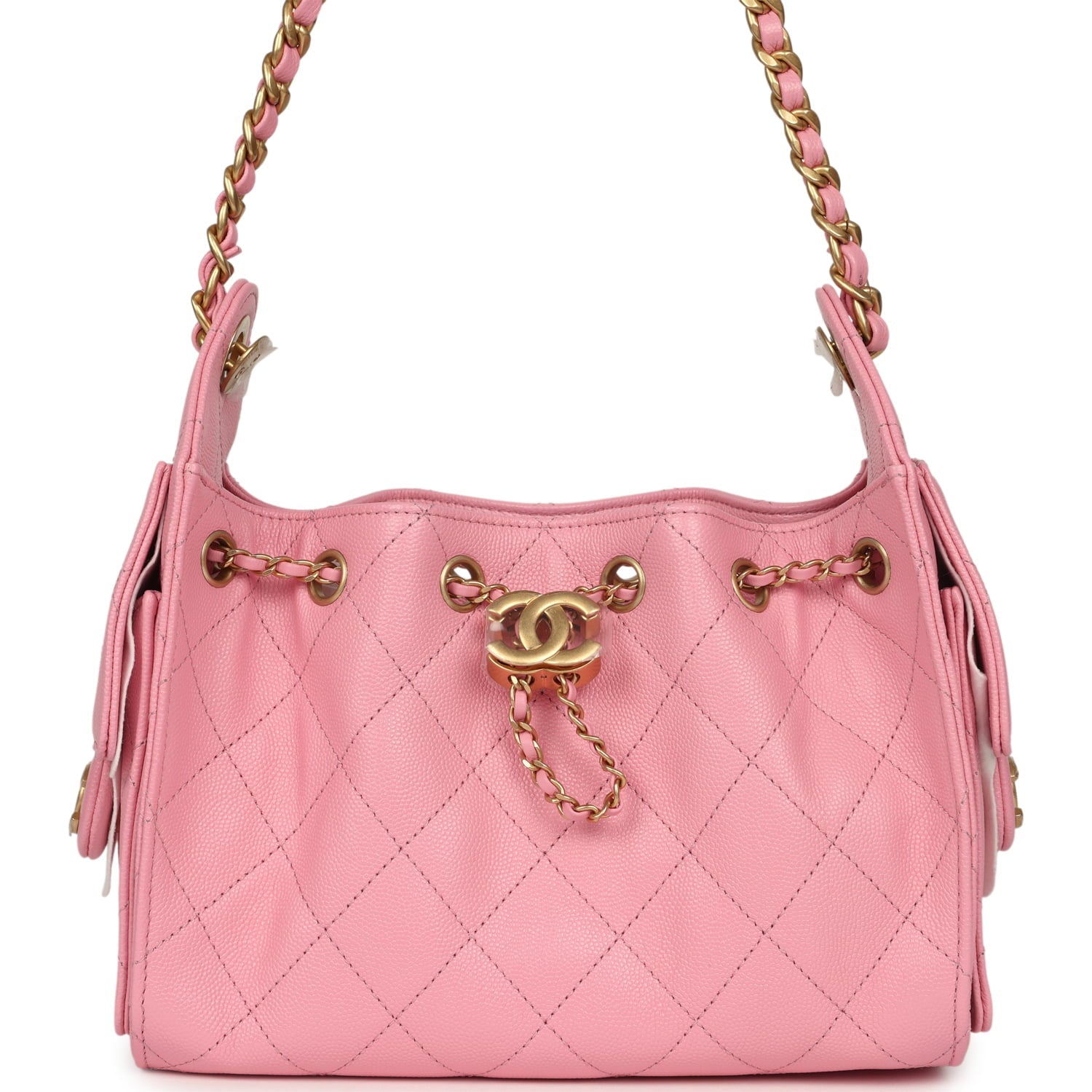 Mini 25 Hobo Bag Pink Caviar Antique Gold Hardware