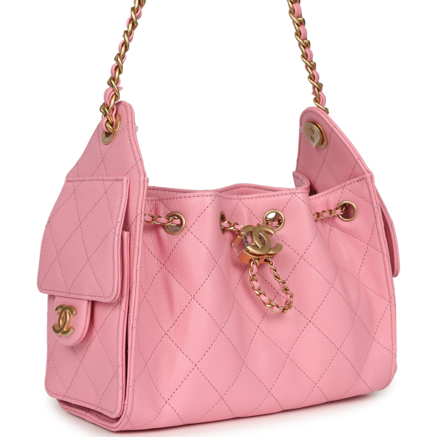 Mini 25 Hobo Bag Pink Caviar Antique Gold Hardware