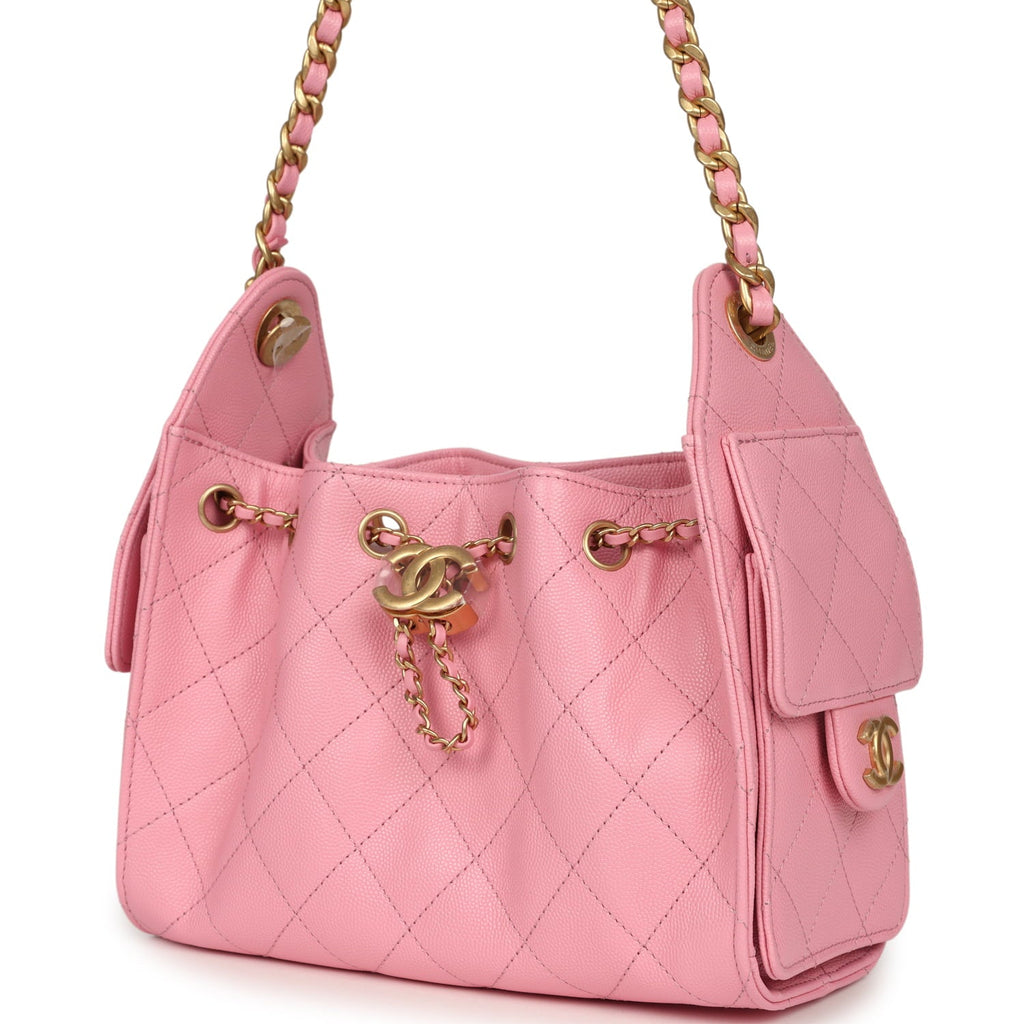 Mini 25 Hobo Bag Pink Caviar Antique Gold Hardware