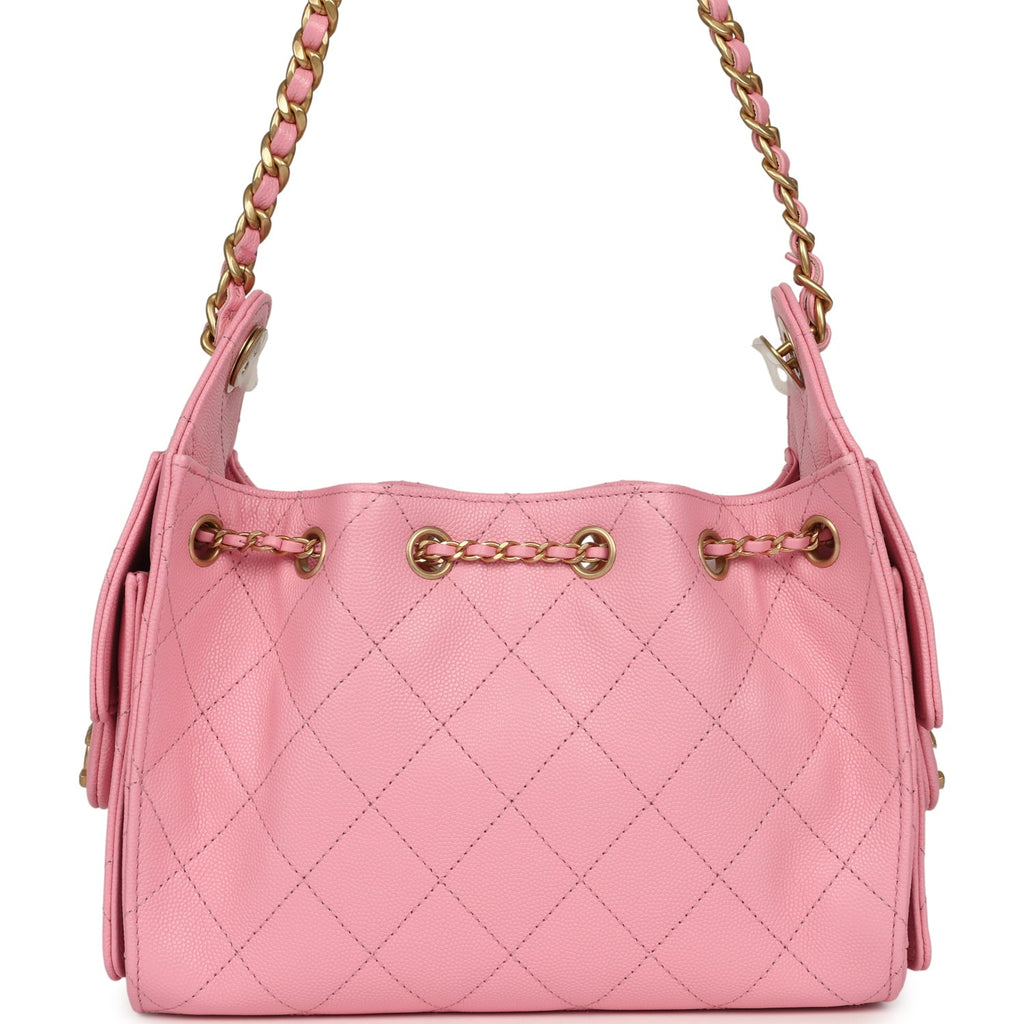 Mini 25 Hobo Bag Pink Caviar Antique Gold Hardware
