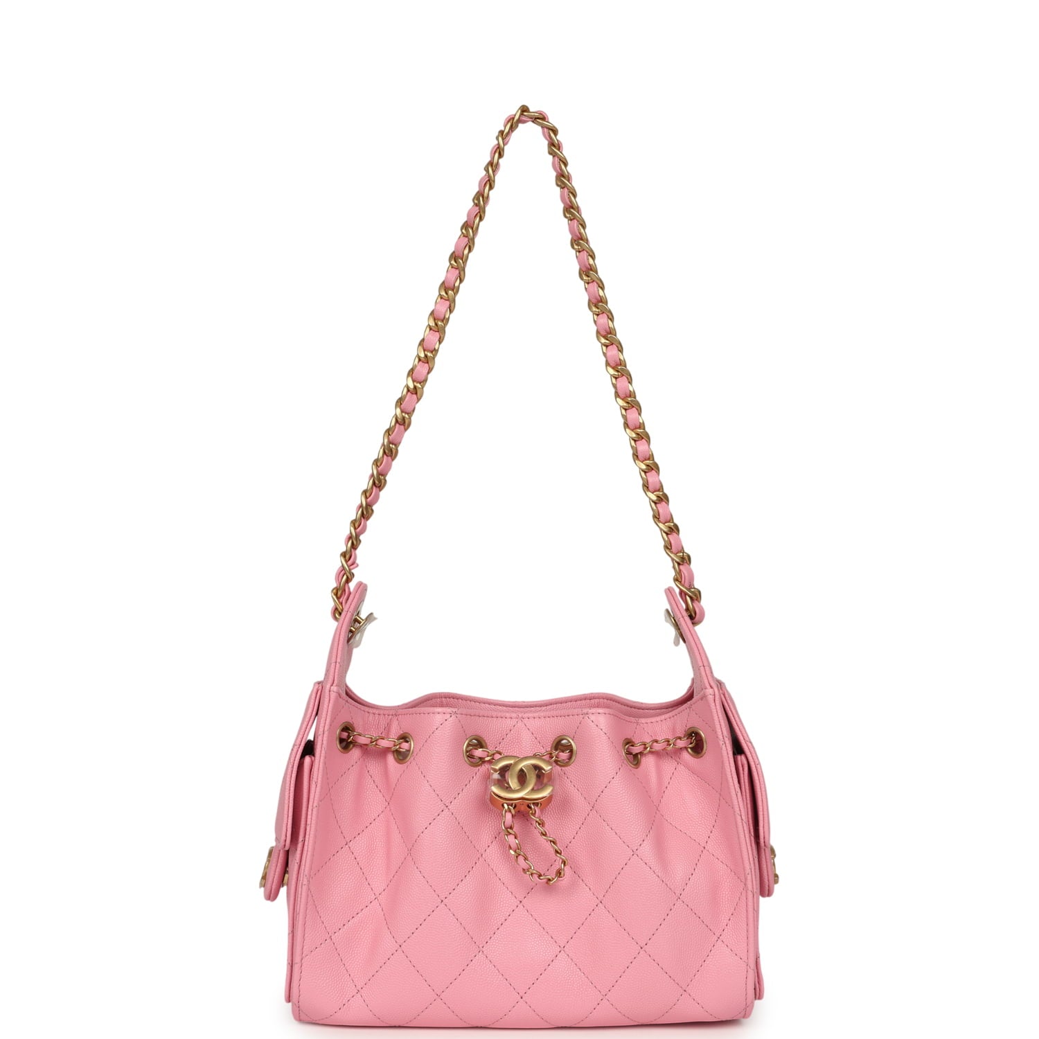 Mini 25 Hobo Bag Pink Caviar Antique Gold Hardware
