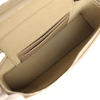 Chevron Top Handle Long Vanity Case with Chain Dark Khaki Shiny Caviar Silver Hardware