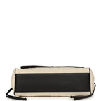 Small "Urban Essential" East West Shopping Tote Black Calfskin and White Tweed Boucle Gold Hardware