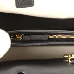 Small "Urban Essential" East West Shopping Tote Black Calfskin and White Tweed Boucle Gold Hardware