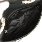Medium Striped Reissue Flap Bag Black, Silver Sequin and Patent Silver Hardware