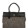 XXL "Urban Essential" Shopping Tote Black Calfskin and Multi Tweed Gold Hardware