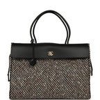 XXL "Urban Essential" Shopping Tote Black Calfskin and Multi Tweed Gold Hardware
