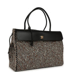 XXL "Urban Essential" Shopping Tote Black Calfskin and Multi Tweed Gold Hardware