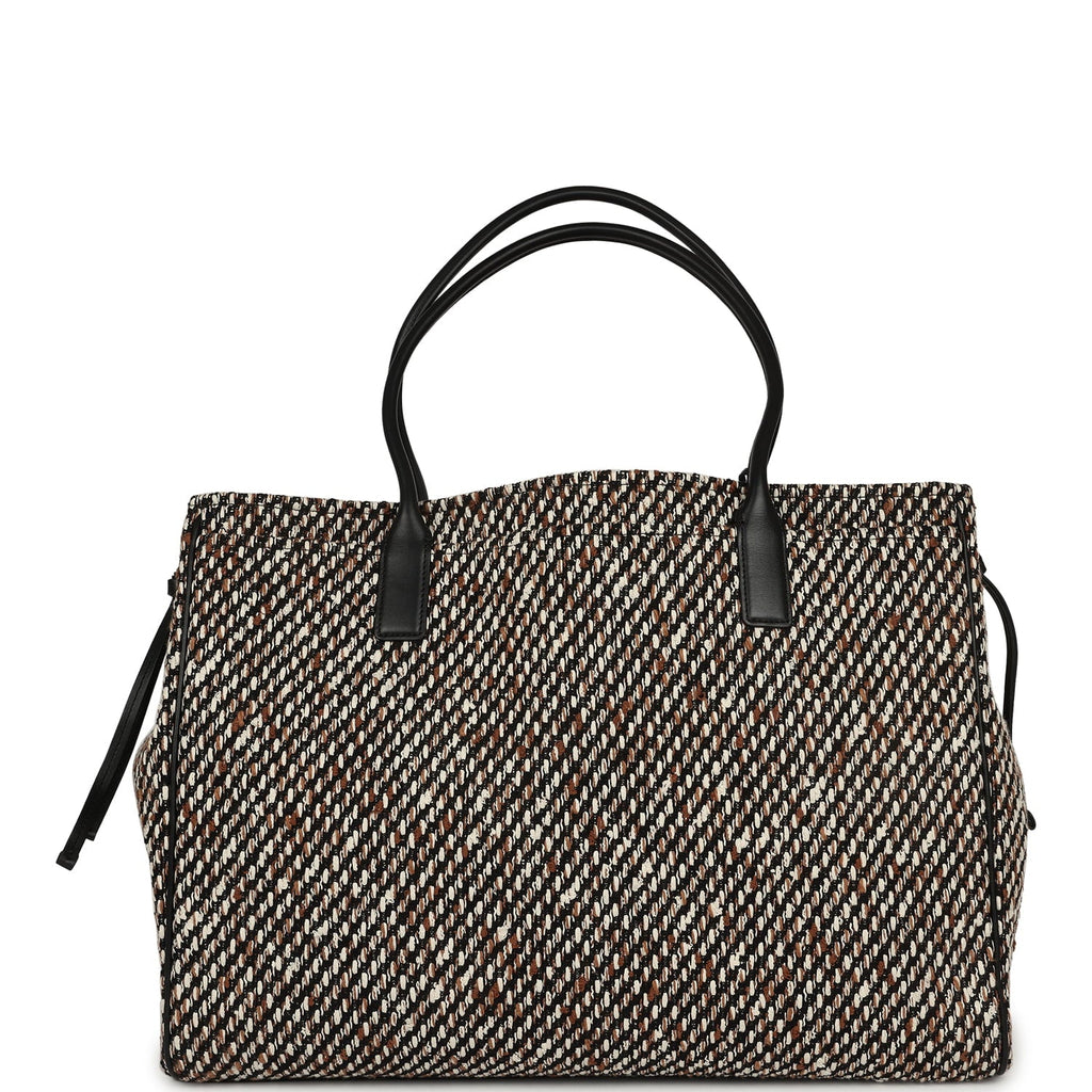 XXL "Urban Essential" Shopping Tote Black Calfskin and Multi Tweed Gold Hardware