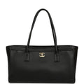 Small Cerf Shopping Bag Black Calfskin Gold Hardware