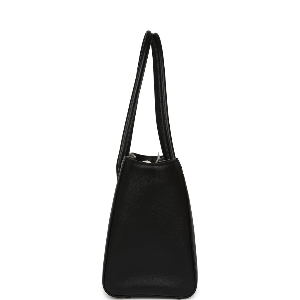 Small Cerf Shopping Bag Black Calfskin Gold Hardware