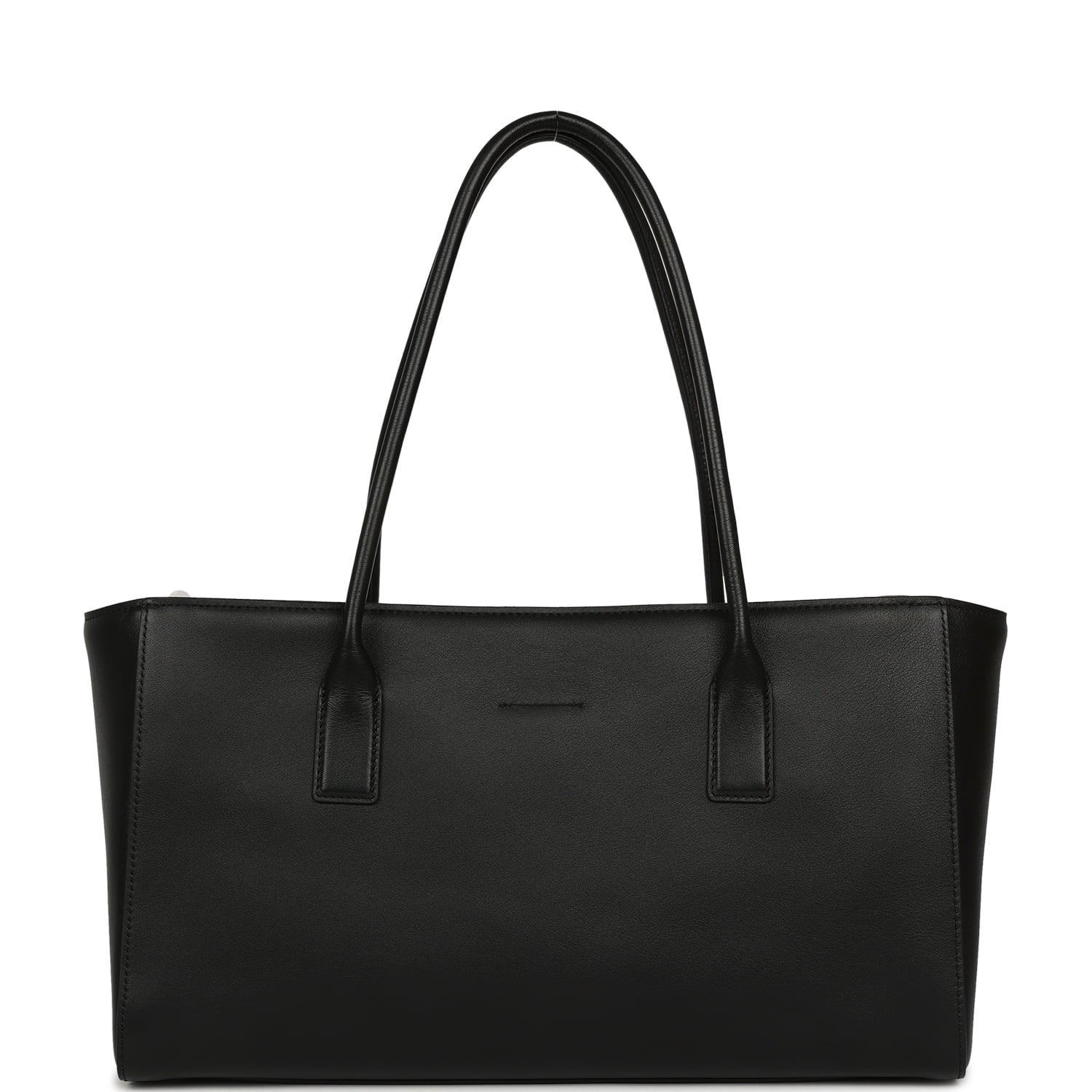 Small Cerf Shopping Bag Black Calfskin Gold Hardware