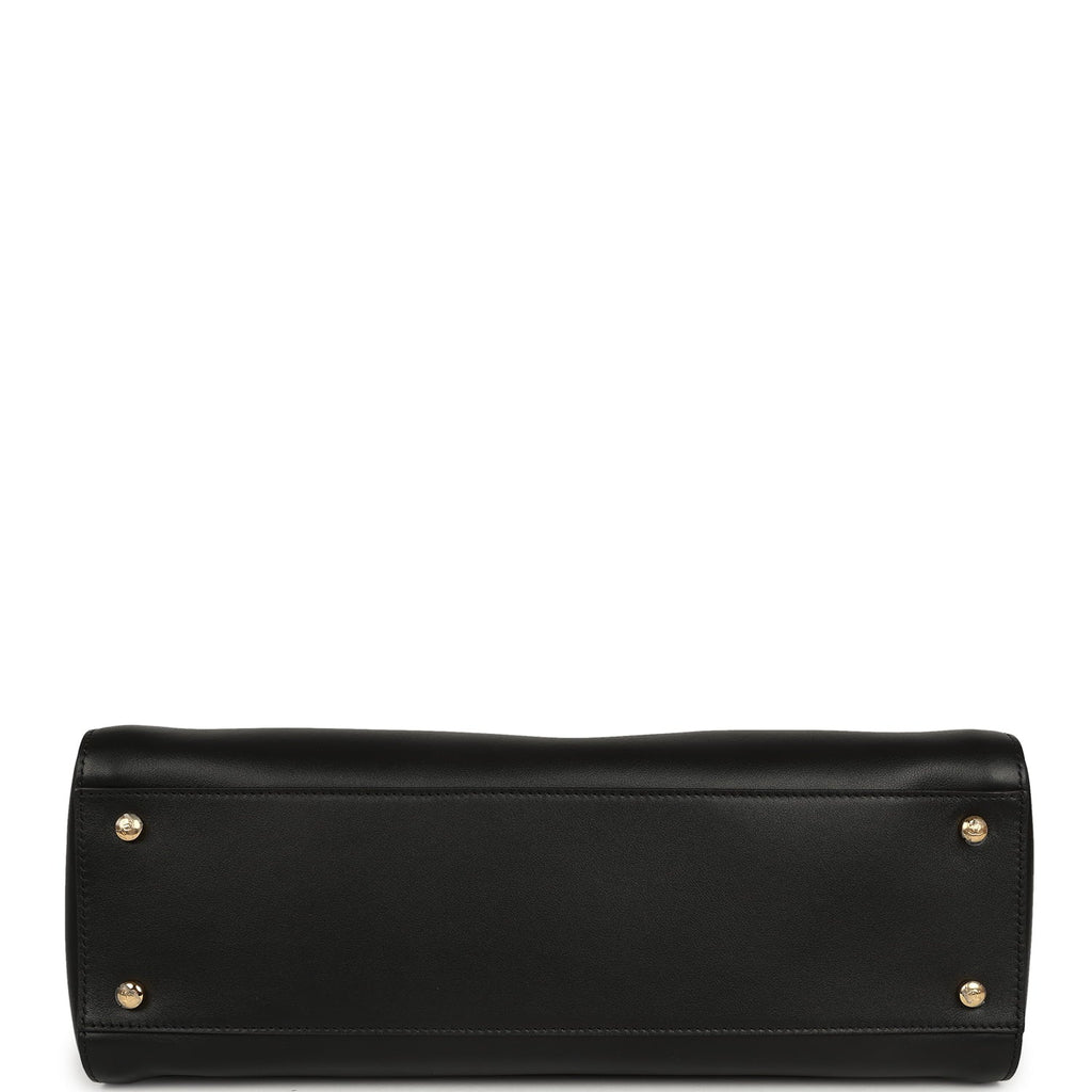 Small Cerf Shopping Bag Black Calfskin Gold Hardware