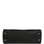 Small Cerf Shopping Bag Black Calfskin Gold Hardware