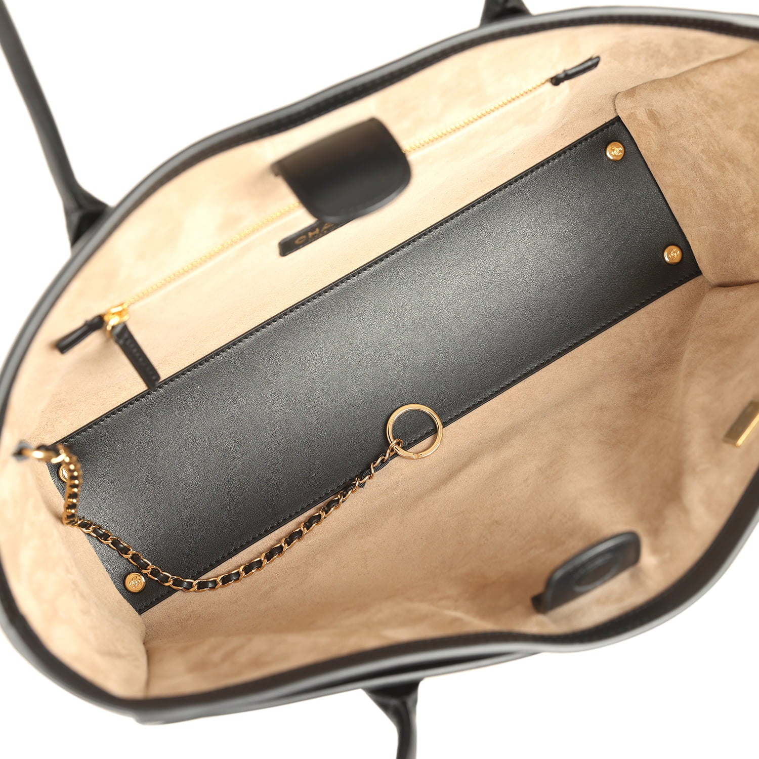 Small Cerf Shopping Bag Black Calfskin Gold Hardware