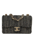 Small Westminster Pearl Flap Bag Black, Gold, White Tweed Brushed Gold Hardware