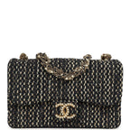 Small Westminster Pearl Flap Bag Black, Gold, White Tweed Brushed Gold Hardware