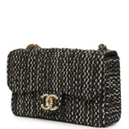 Small Westminster Pearl Flap Bag Black, Gold, White Tweed Brushed Gold Hardware