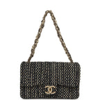 Small Westminster Pearl Flap Bag Black, Gold, White Tweed Brushed Gold Hardware