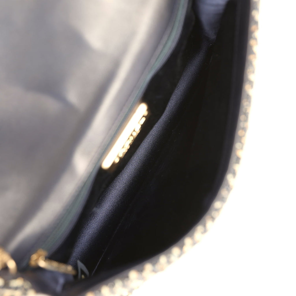 Small Westminster Pearl Flap Bag Black, Gold, White Tweed Brushed Gold Hardware