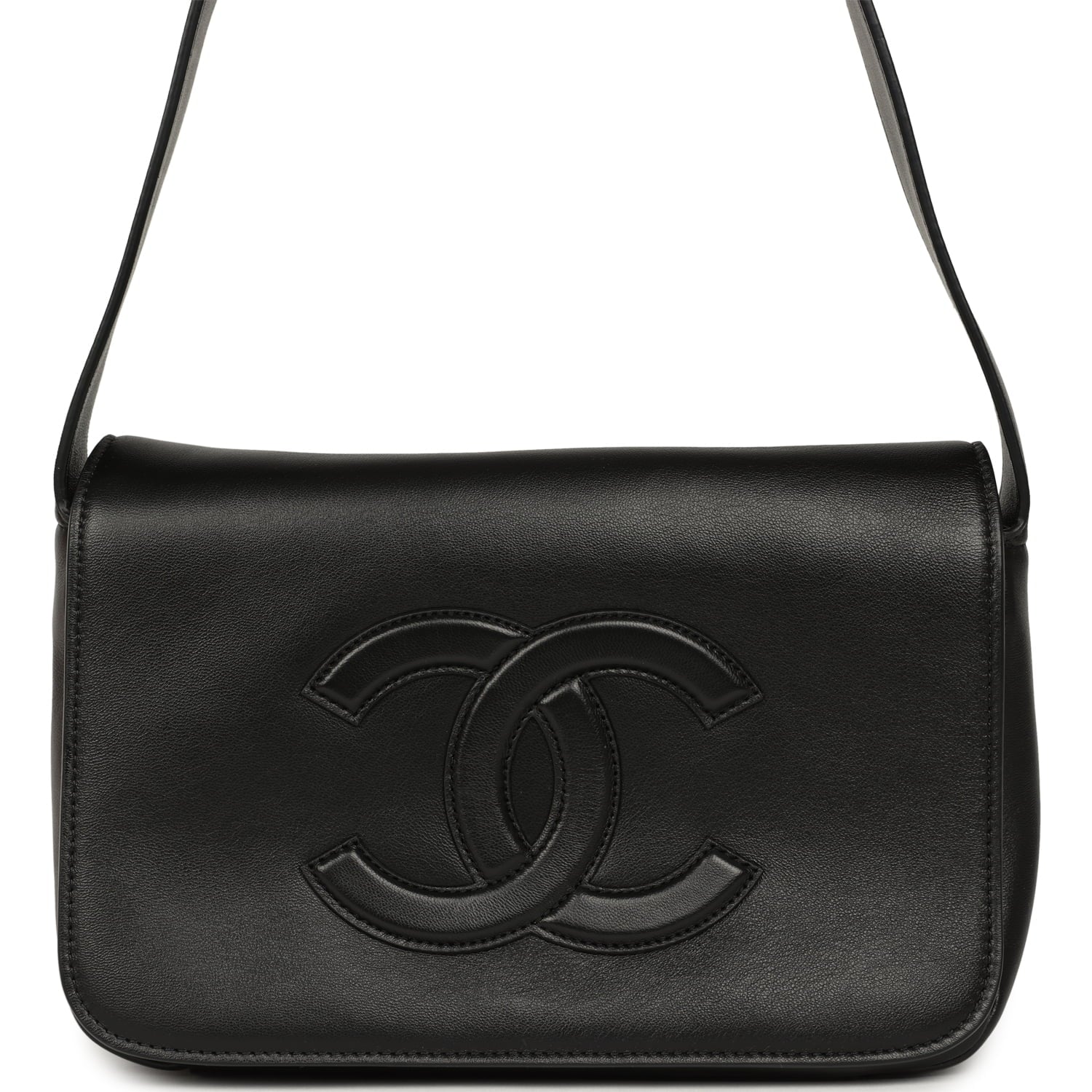 CC Messenger Bag Black Lambskin Gold Hardware