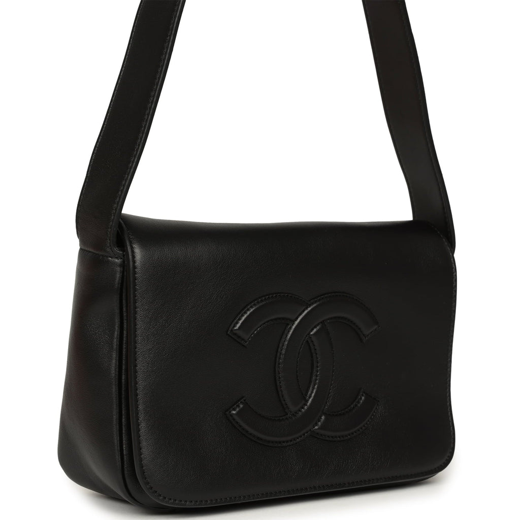 CC Messenger Bag Black Lambskin Gold Hardware