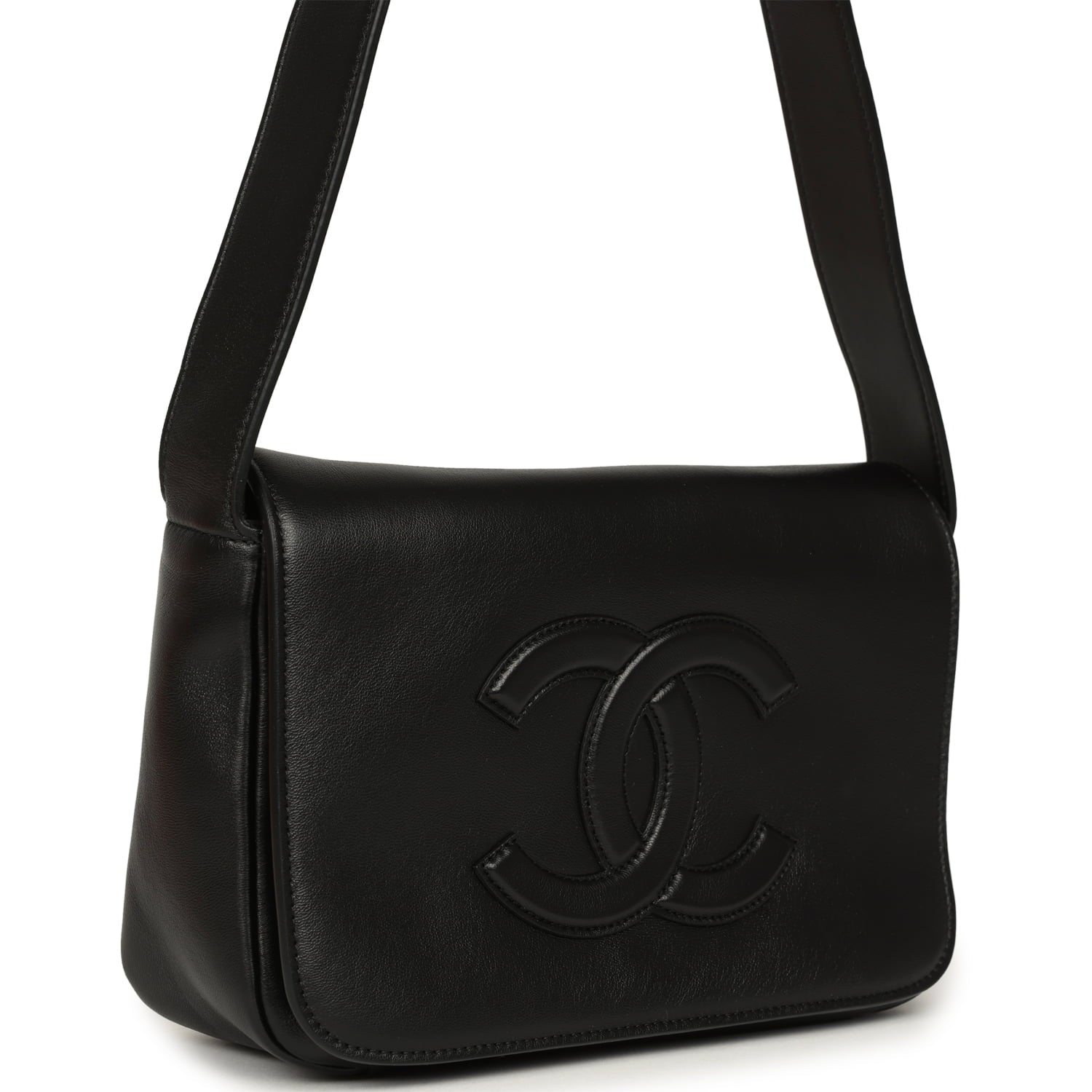 CC Messenger Bag Black Lambskin Gold Hardware