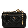 Small Pearl Crush Vanity Case Black Lambskin Brushed Gold Hardware