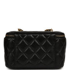 Small Pearl Crush Vanity Case Black Lambskin Brushed Gold Hardware