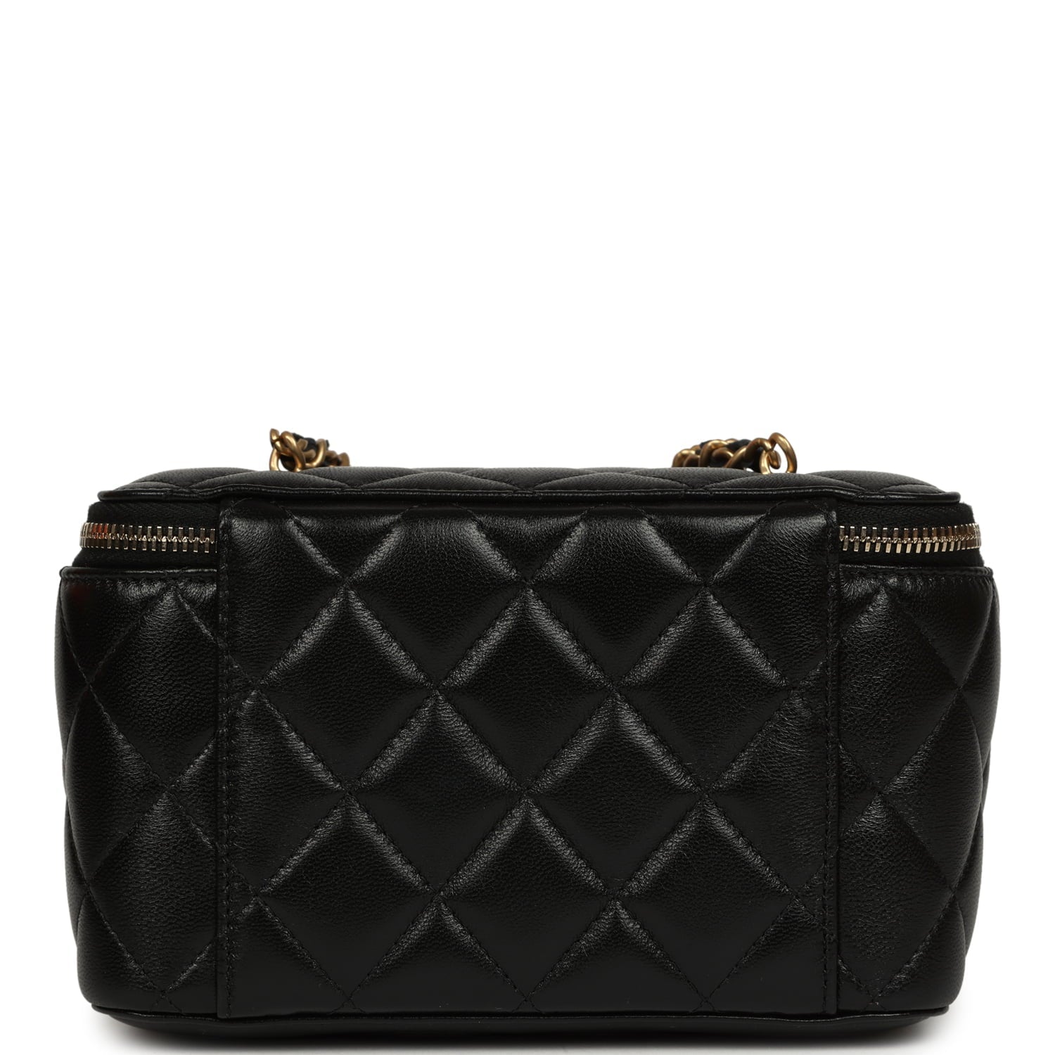 Small Pearl Crush Vanity Case Black Lambskin Brushed Gold Hardware