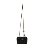 Small Pearl Crush Vanity Case Black Lambskin Brushed Gold Hardware