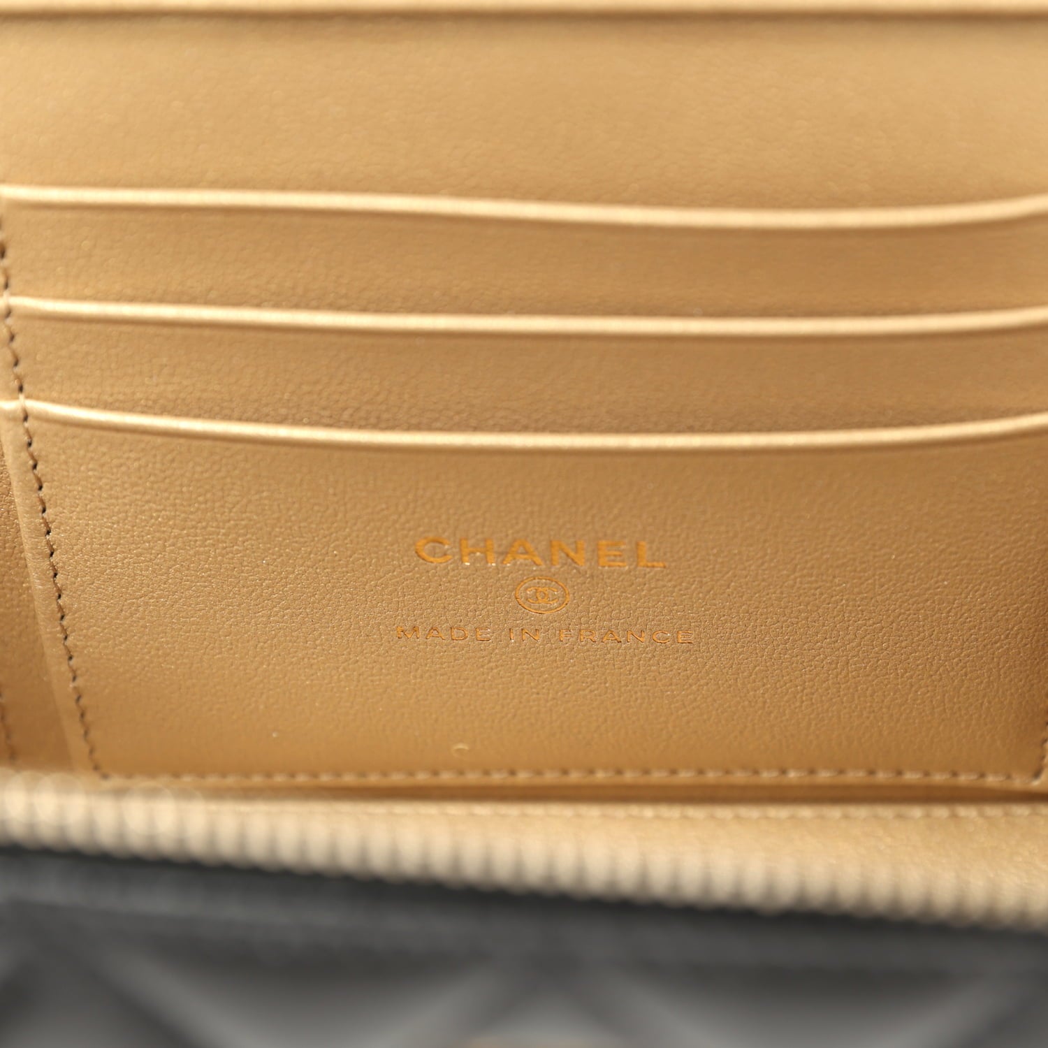 Small Pearl Crush Vanity Case Black Lambskin Brushed Gold Hardware