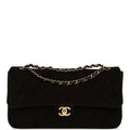 Maxi "Souplissimo" Small Flap Bag Black Suede Gold Hardware