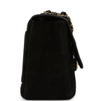 Maxi "Souplissimo" Small Flap Bag Black Suede Gold Hardware
