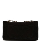 Maxi "Souplissimo" Small Flap Bag Black Suede Gold Hardware