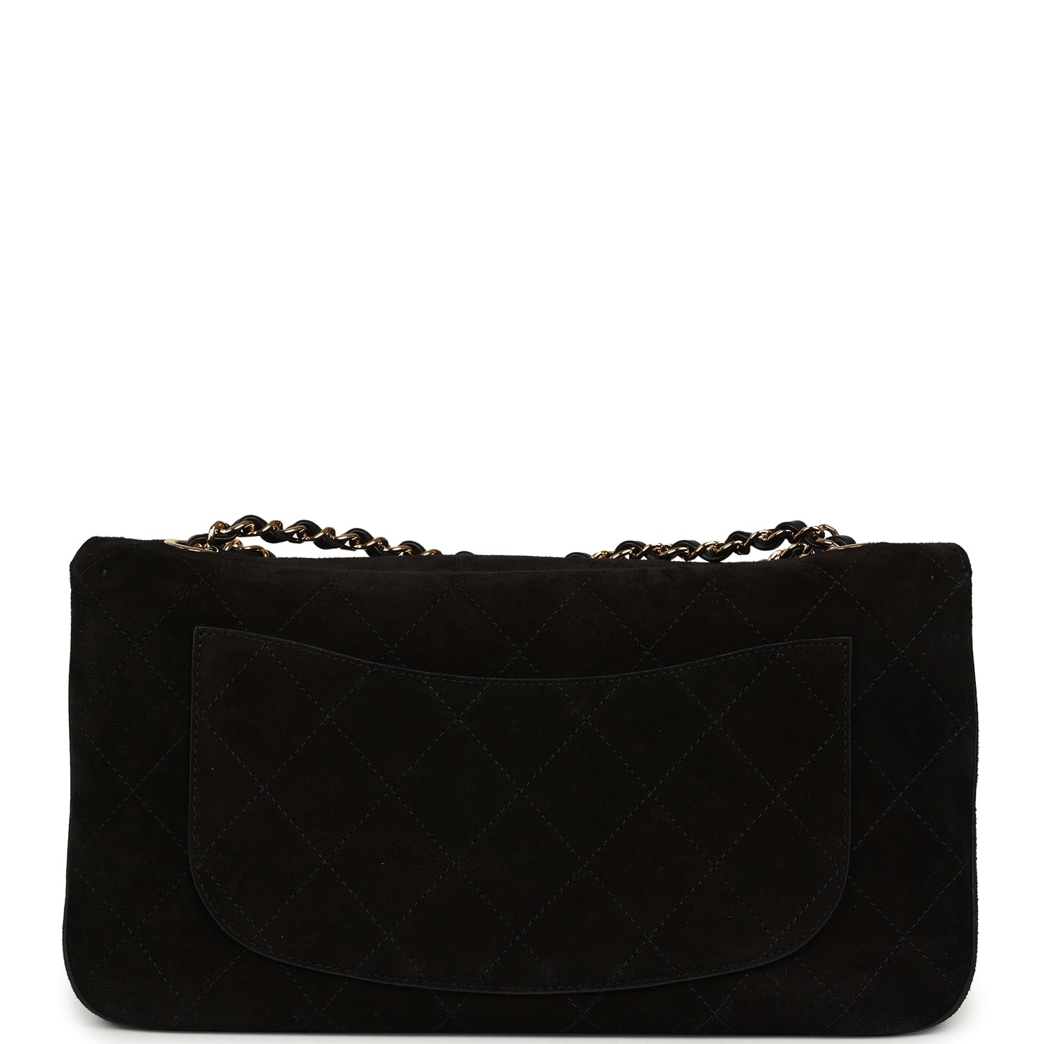 Maxi "Souplissimo" Small Flap Bag Black Suede Gold Hardware